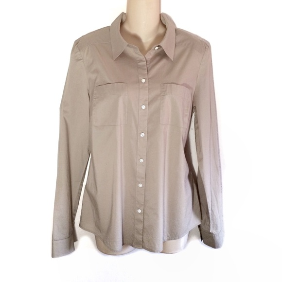 Ann Taylor Tops - NWT Ann Taylor Button Down Shirt Taupe Sz 6